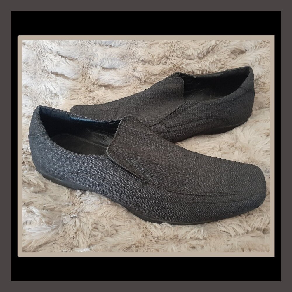 CALL IT SPRING LOAFERS CASUAL DRESS SLIP ON SHOES GRAY/BLACK TWEED~MENS SIZE 12